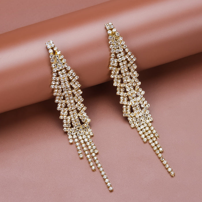 Wholesale alloy Rhinestone earrings JDC-ES-Bis002 Earrings 碧莎 gold Wholesale Jewelry JoyasDeChina Joyas De China