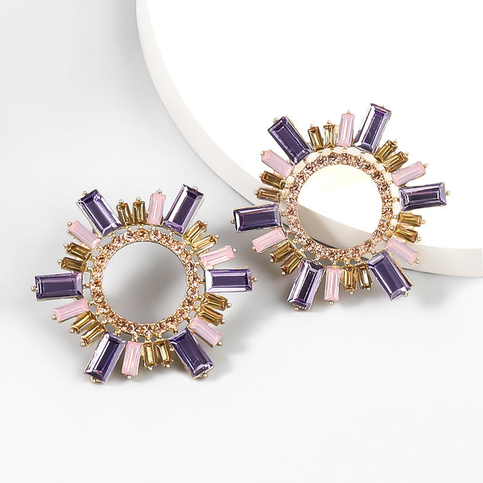Wholesale Alloy Rhinestone Earrings JDC-ES-JL886 Earrings 氿乐 purple Wholesale Jewelry JoyasDeChina Joyas De China