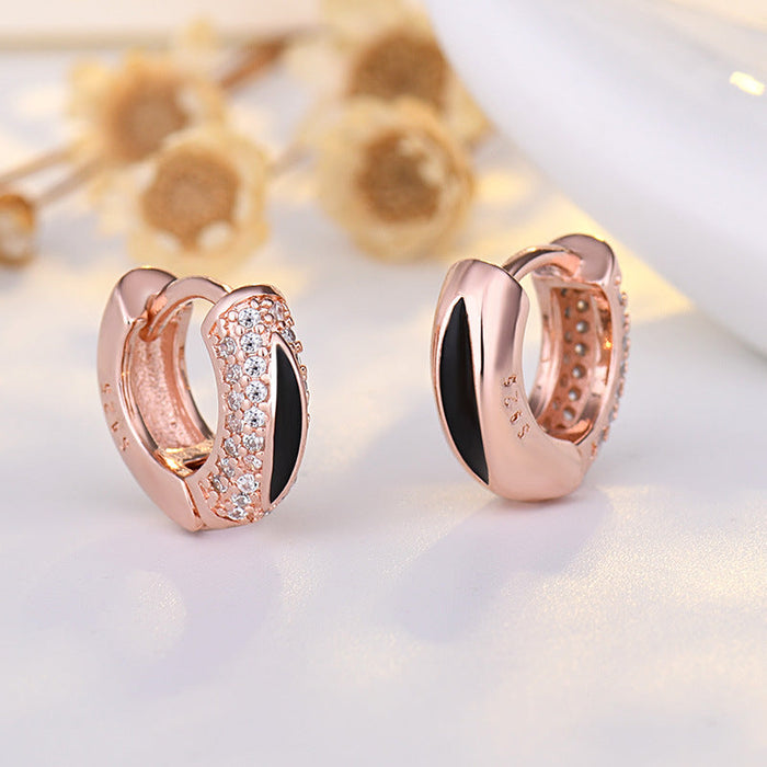Wholesale alloy Rhinestone earrings JDC-ES-QLX058 Earrings 巧兰轩 rose gold Wholesale Jewelry JoyasDeChina Joyas De China