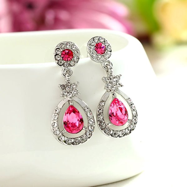 Wholesale alloy Rhinestone earrings JDC-ES-YinX006 Earrings 伊杏 purple Wholesale Jewelry JoyasDeChina Joyas De China