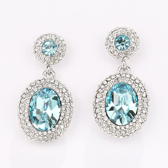 Wholesale alloy Rhinestone earrings JDC-ES-YinX007 Earrings 伊杏 blue Wholesale Jewelry JoyasDeChina Joyas De China