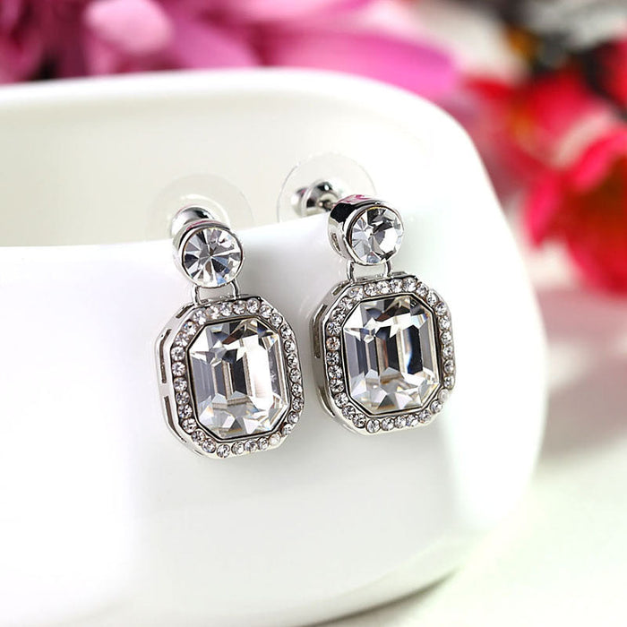 Wholesale alloy Rhinestone earrings JDC-ES-YinX011 Earrings 伊杏 white Wholesale Jewelry JoyasDeChina Joyas De China