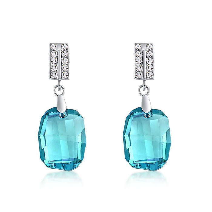 Wholesale alloy Rhinestone earrings JDC-ES-YinX012 Earrings 伊杏 color blue Wholesale Jewelry JoyasDeChina Joyas De China