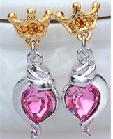 Wholesale alloy Rhinestone earrings JDC-ES-YinX013 Earrings 伊杏 rose red Wholesale Jewelry JoyasDeChina Joyas De China