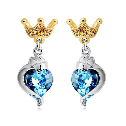Wholesale alloy Rhinestone earrings JDC-ES-YinX013 Earrings 伊杏 water blue Wholesale Jewelry JoyasDeChina Joyas De China