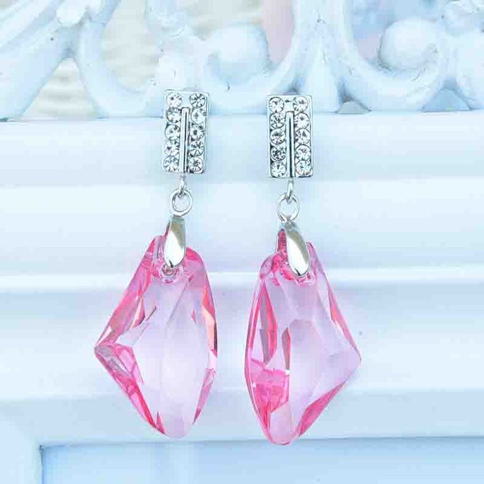 Wholesale alloy Rhinestone earrings JDC-ES-YinX026 Earrings 伊杏 pink Wholesale Jewelry JoyasDeChina Joyas De China