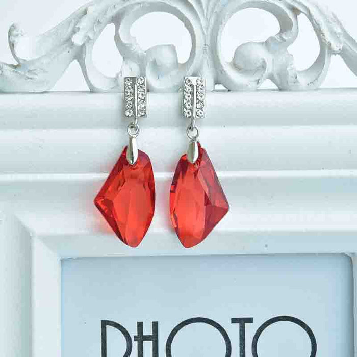 Wholesale alloy Rhinestone earrings JDC-ES-YinX026 Earrings 伊杏 red Wholesale Jewelry JoyasDeChina Joyas De China