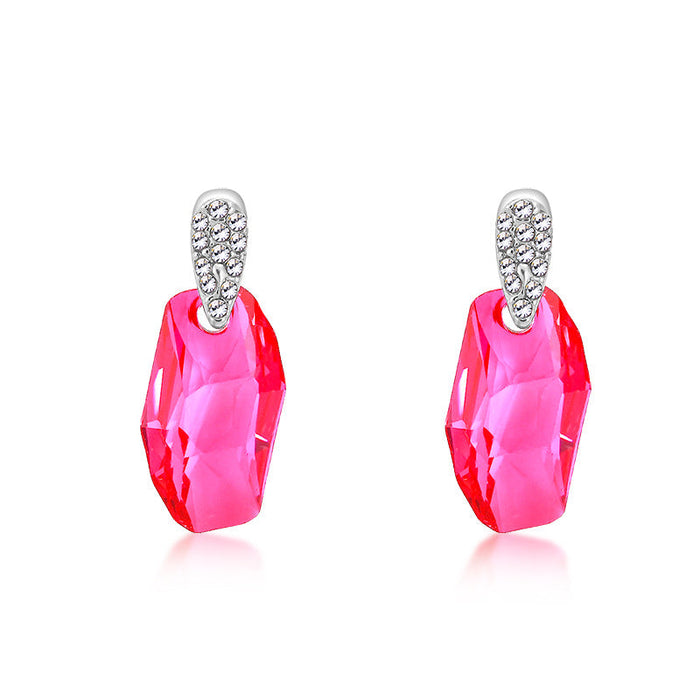 Wholesale alloy Rhinestone earrings JDC-ES-YinX029 Earrings 伊杏 rose red Wholesale Jewelry JoyasDeChina Joyas De China