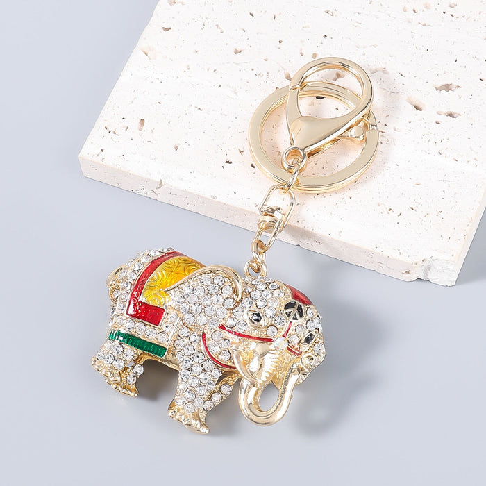 Wholesale Alloy Rhinestone Elephant Keychain JDC-KC-JL020 Keychains 氿乐 yellow Wholesale Jewelry JoyasDeChina Joyas De China