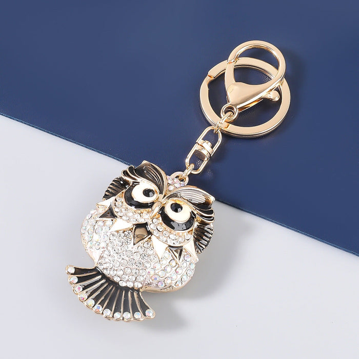 Wholesale Alloy Rhinestone Enamel Owl Keychain JDC-KC-JL010 Keychains 氿乐 black Wholesale Jewelry JoyasDeChina Joyas De China