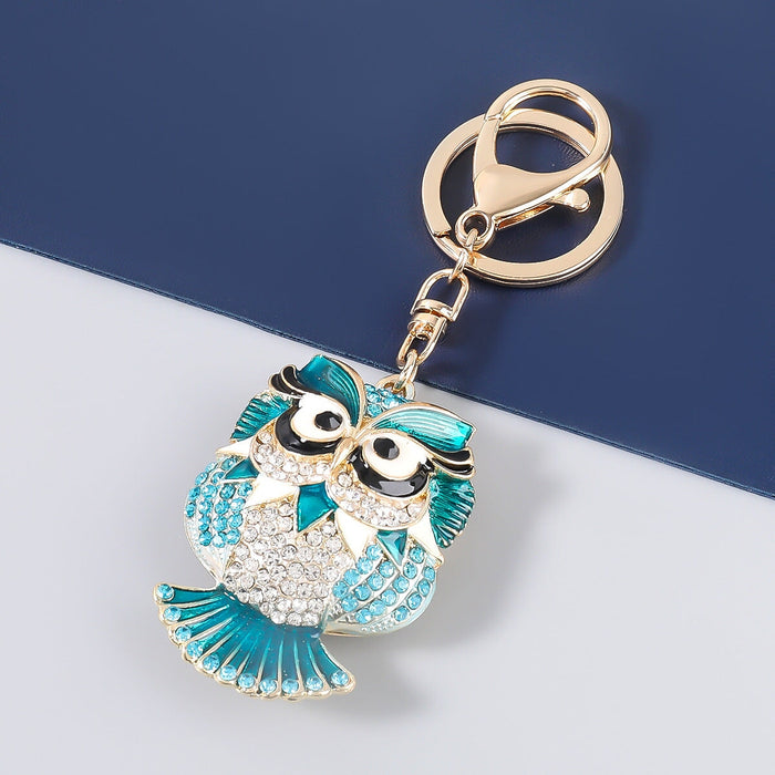Wholesale Alloy Rhinestone Enamel Owl Keychain JDC-KC-JL010 Keychains 氿乐 blue Wholesale Jewelry JoyasDeChina Joyas De China