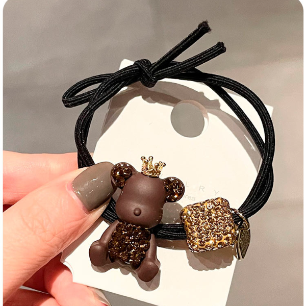 Wholesale Alloy Rhinestone Fabric Bear Hair Scrunchies (F) JDC-HS-GSMC015 Hair Scrunchies 曌彩 2 Wholesale Jewelry JoyasDeChina Joyas De China