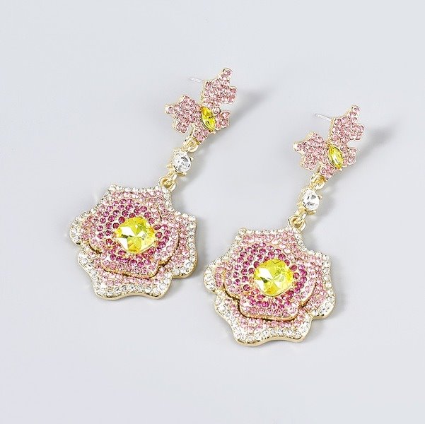 Wholesale Alloy Rhinestone Flower Earrings JDC-ES-JL740 Earrings 氿乐 Wholesale Jewelry JoyasDeChina Joyas De China
