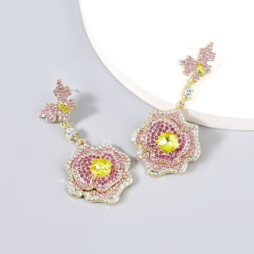 Wholesale Alloy Rhinestone Flower Earrings JDC-ES-JL740 Earrings 氿乐 Wholesale Jewelry JoyasDeChina Joyas De China