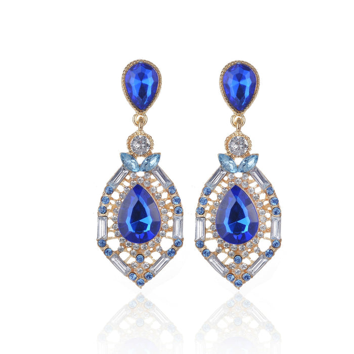 Wholesale Alloy Rhinestone Gemstone Earrings JDC-ES-Chuangj002 Earrings 创爵 blue Wholesale Jewelry JoyasDeChina Joyas De China