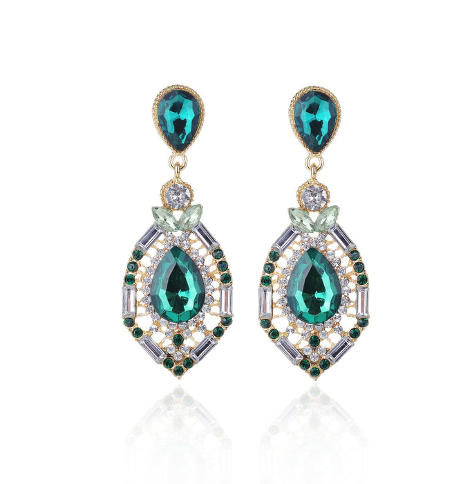 Wholesale Alloy Rhinestone Gemstone Earrings JDC-ES-Chuangj002 Earrings 创爵 green Wholesale Jewelry JoyasDeChina Joyas De China