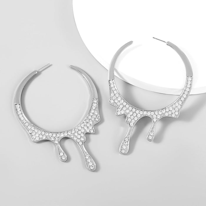Wholesale Alloy Rhinestone Geometric Earrings JDC-ES-JL688 Earrings ?鹄? silver Wholesale Jewelry JoyasDeChina Joyas De China