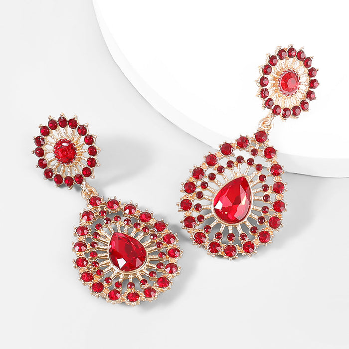 Wholesale Alloy Rhinestone Geometric Earrings JDC-ES-JL810 Earrings 氿乐 red Wholesale Jewelry JoyasDeChina Joyas De China