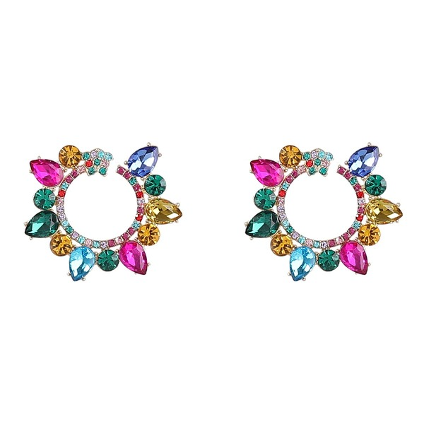 Wholesale Alloy Rhinestone Geometric Floral Earrings JDC-ES-JL881 Earrings 氿乐 Wholesale Jewelry JoyasDeChina Joyas De China