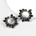 Wholesale Alloy Rhinestone Geometric Floral Earrings JDC-ES-JL881 Earrings 氿乐 black Wholesale Jewelry JoyasDeChina Joyas De China