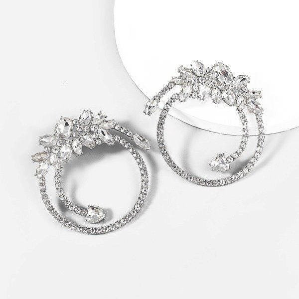 Wholesale Alloy Rhinestone Geometric Flower Earrings JDC-ES-JL748 Earrings 氿乐 Wholesale Jewelry JoyasDeChina Joyas De China