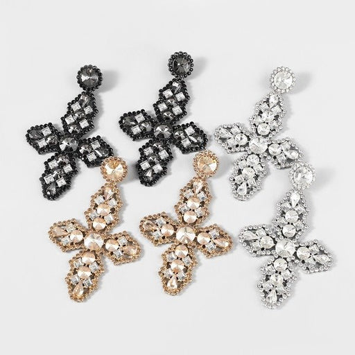 Wholesale Alloy Rhinestone Glass Diamond Cross Earrings JDC-ES-JL-010 Earrings ?鹄? Wholesale Jewelry JoyasDeChina Joyas De China