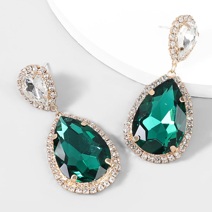 Wholesale Alloy Rhinestone Glass Diamond Earrings JDC-ES-JL-022colored rhinestones Earrings ?鹄? green Wholesale Jewelry JoyasDeChina Joyas De China