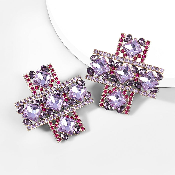 Wholesale alloy rhinestone glass drill earrings JDC-ES-JL884 Earrings 氿乐 purple Wholesale Jewelry JoyasDeChina Joyas De China