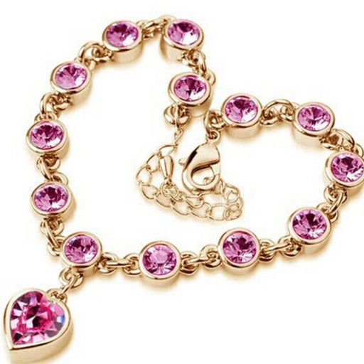 Wholesale Alloy Rhinestone Heart Bracelet JDC-BT-Chuangj002 Bracelet 创爵 gold pink Wholesale Jewelry JoyasDeChina Joyas De China