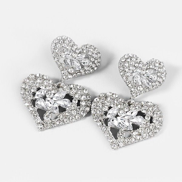 Wholesale alloy rhinestone heart earrings JDC-ES-JL741 Earrings 氿乐 Wholesale Jewelry JoyasDeChina Joyas De China