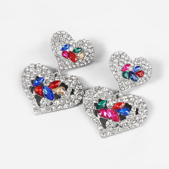 Wholesale alloy rhinestone heart earrings JDC-ES-JL741 Earrings 氿乐 color Wholesale Jewelry JoyasDeChina Joyas De China