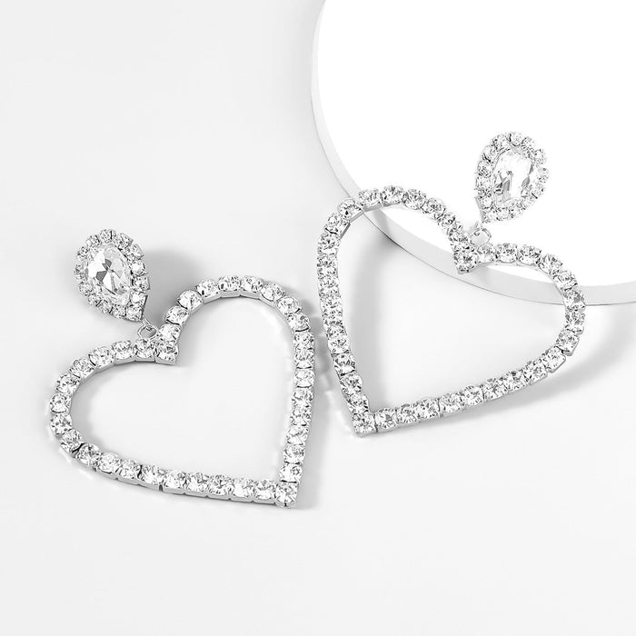 Wholesale Alloy Rhinestone Heart Earrings JDC-ES-JL909 Earrings 氿乐 silver Wholesale Jewelry JoyasDeChina Joyas De China