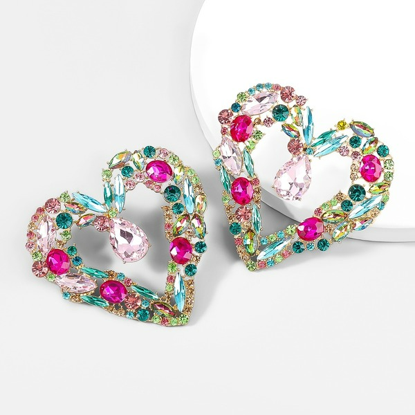 Wholesale Alloy Rhinestone Heart Earrings JDC-ES-JL910 Earrings 氿乐 Wholesale Jewelry JoyasDeChina Joyas De China