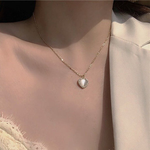 Wholesale alloy rhinestone heart pendant necklaces JDC-NE-F601 Necklaces 韩之尚 Wholesale Jewelry JoyasDeChina Joyas De China