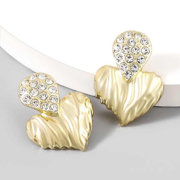 Wholesale Alloy Rhinestone Heart Shape Earrings JDC-ES-JL693 Earrings ?鹄? gold Wholesale Jewelry JoyasDeChina Joyas De China