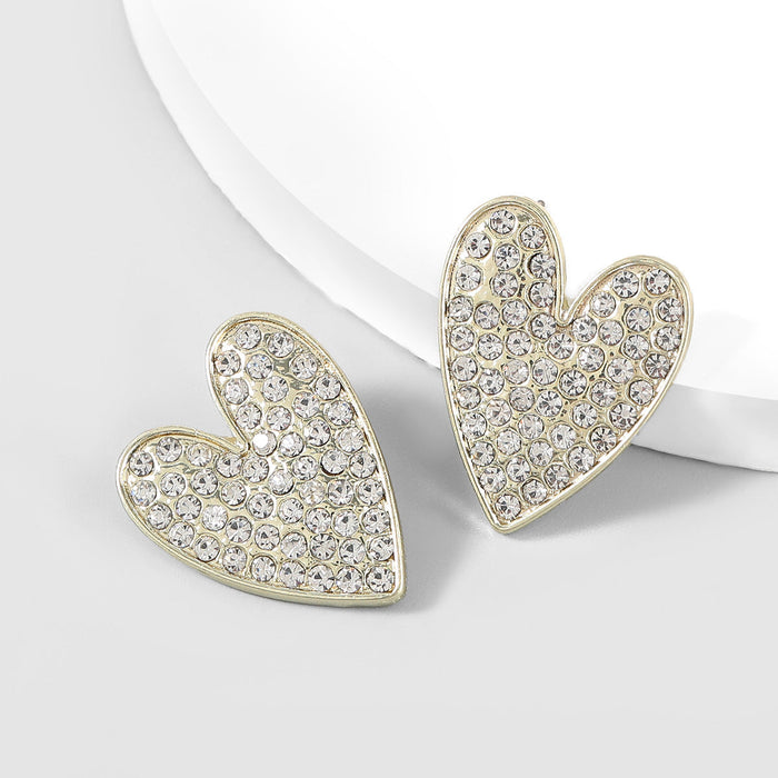 Wholesale alloy rhinestone heart-shaped earrings JDC-ES-JL-018 Earrings ?鹄? gold Wholesale Jewelry JoyasDeChina Joyas De China
