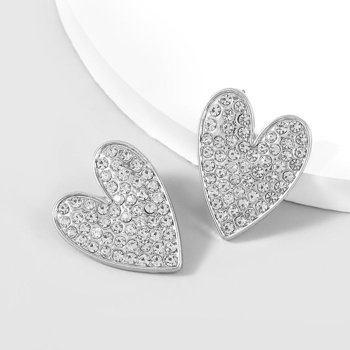 Wholesale alloy rhinestone heart-shaped earrings JDC-ES-JL-018 Earrings ?鹄? silver Wholesale Jewelry JoyasDeChina Joyas De China