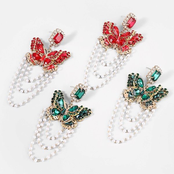 Wholesale Alloy Rhinestone Imitation Pearl Butterfly Earrings JDC-ES-JL808 Earrings 氿乐 Wholesale Jewelry JoyasDeChina Joyas De China
