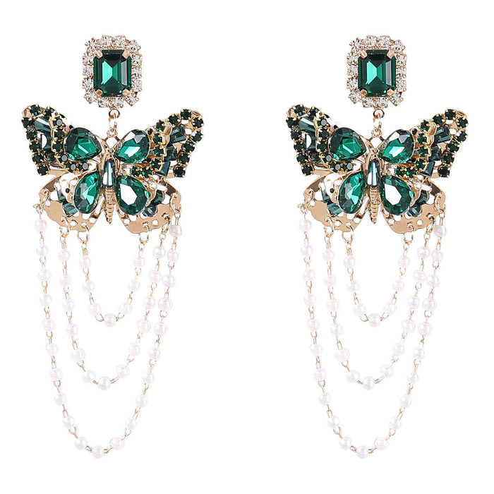 Wholesale Alloy Rhinestone Imitation Pearl Butterfly Earrings JDC-ES-JL808 Earrings 氿乐 Wholesale Jewelry JoyasDeChina Joyas De China