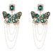 Wholesale Alloy Rhinestone Imitation Pearl Butterfly Earrings JDC-ES-JL808 Earrings 氿乐 green Wholesale Jewelry JoyasDeChina Joyas De China