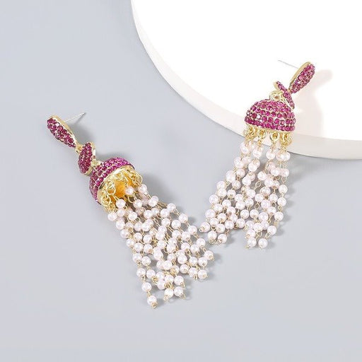Wholesale Alloy Rhinestone Imitation Pearl Tassel Earrings JDC-ES-JL-007colored rhinestones Earrings ?鹄? Wholesale Jewelry JoyasDeChina Joyas De China