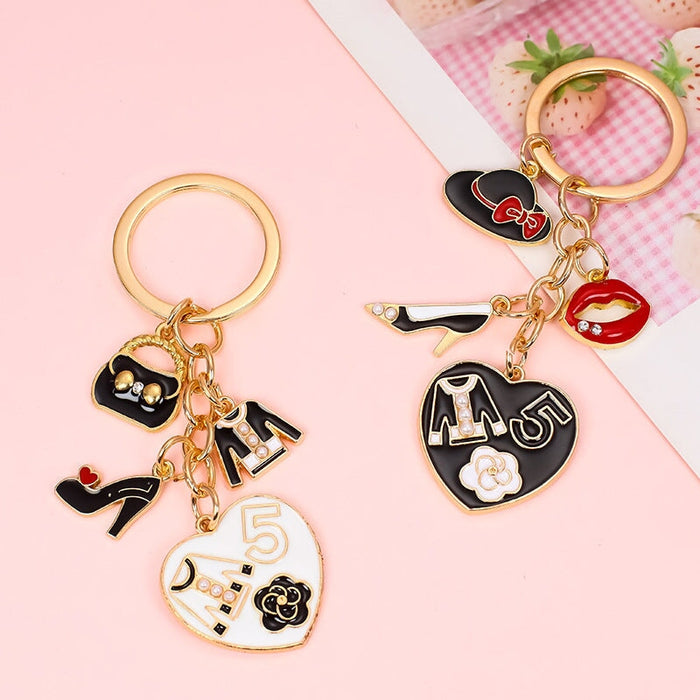 Wholesale alloy rhinestone lipstick perfume high heels key chain MOQ≥10 JDC-KC-yongz002 Keychains 永泽 Wholesale Jewelry JoyasDeChina Joyas De China