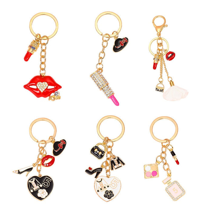 Wholesale alloy rhinestone lipstick perfume high heels key chain MOQ≥10 JDC-KC-yongz002 Keychains 永泽 Wholesale Jewelry JoyasDeChina Joyas De China