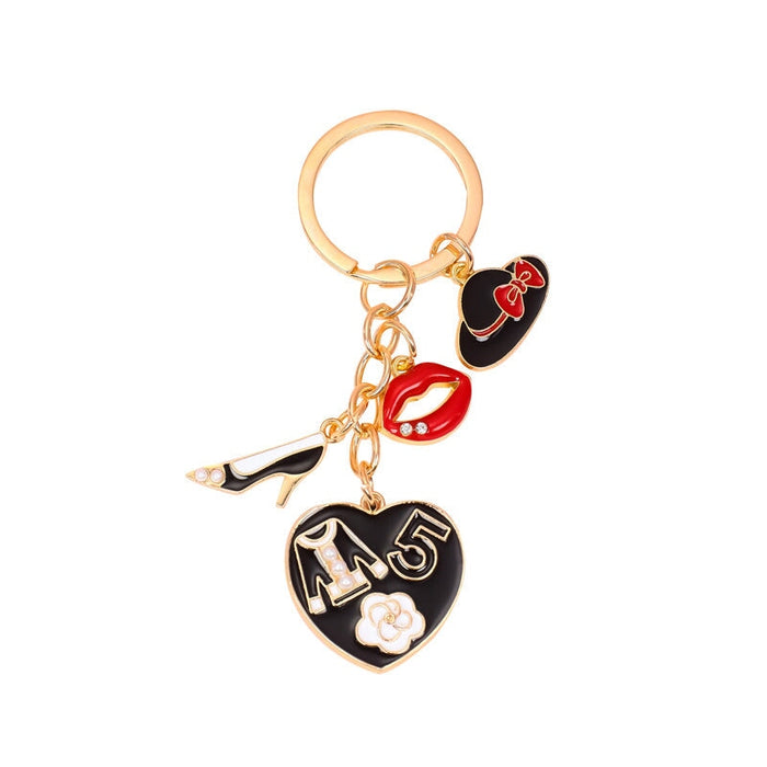 Wholesale alloy rhinestone lipstick perfume high heels key chain MOQ≥10 JDC-KC-yongz002 Keychains 永泽 Wholesale Jewelry JoyasDeChina Joyas De China
