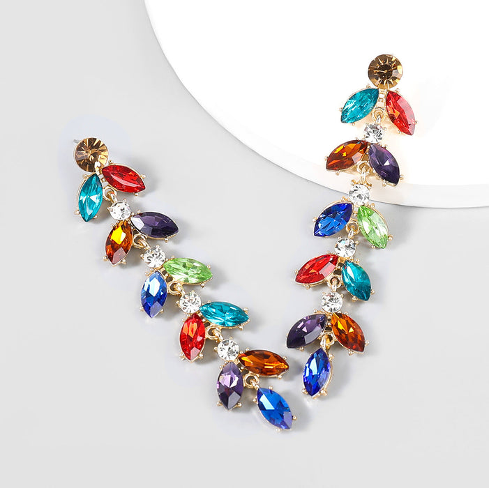 Wholesale alloy rhinestone long earrings JDC-ES-JL691colored rhinestones Earrings ?鹄? color Wholesale Jewelry JoyasDeChina Joyas De China