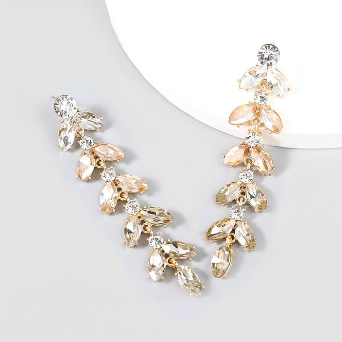 Wholesale alloy rhinestone long earrings JDC-ES-JL691colored rhinestones Earrings ?鹄? gold Wholesale Jewelry JoyasDeChina Joyas De China