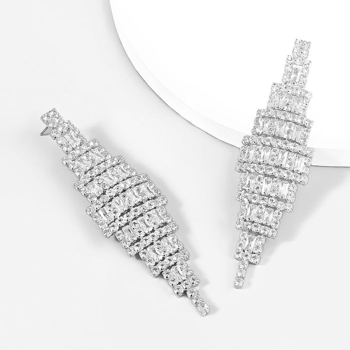 Wholesale Alloy Rhinestone Long Geometric Earrings JDC-ES-JL866 Earrings 氿乐 silver Wholesale Jewelry JoyasDeChina Joyas De China
