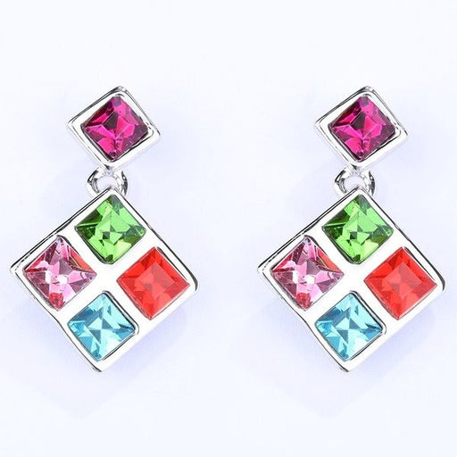 Wholesale alloy Rhinestone love cube earrings JDC-ES-YinX025 Earrings 伊杏 color Wholesale Jewelry JoyasDeChina Joyas De China