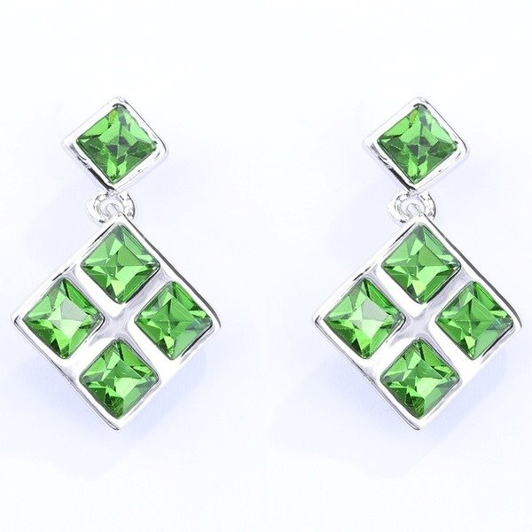 Wholesale alloy Rhinestone love cube earrings JDC-ES-YinX025 Earrings 伊杏 green Wholesale Jewelry JoyasDeChina Joyas De China