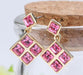 Wholesale alloy Rhinestone love cube earrings JDC-ES-YinX025 Earrings 伊杏 rose red Wholesale Jewelry JoyasDeChina Joyas De China